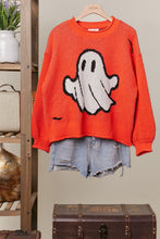 Load image into Gallery viewer, mello. Halloween Spooky Face Ghost Knit in Orange
