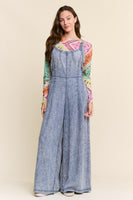 J.nna Retro Revival Wide Leg Overalls in Denim