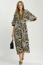Load image into Gallery viewer, Umgee Abstract Print Midi Dress in Olive Mix
