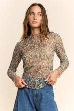 Load image into Gallery viewer, Davi &amp; Dani Sheer Leopard Mesh Top in Green Leopard
