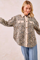 BiBi Mineral Washed Leopard Print Shacket
