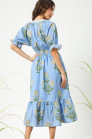 Umgee Bold Floral Print Midi Dress in Periwinkle Mix