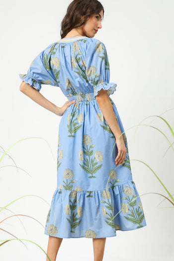 Umgee Bold Floral Print Midi Dress in Periwinkle Mix