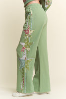J.nna Multi Pattern Patched French Terry Pants in Sage Multi