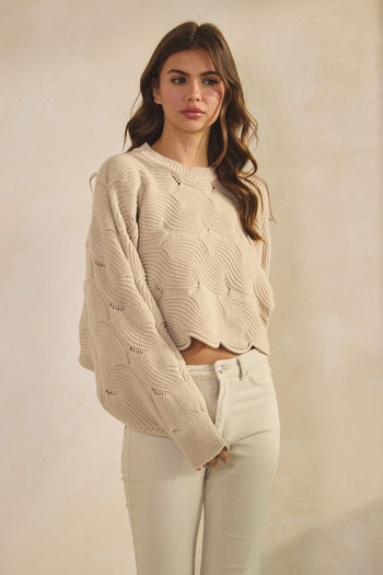 LovLov Textured Knit Sweater in Oatmeal
