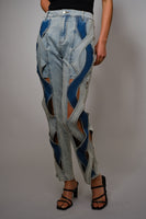 Blue B Swirl Cut Out Denim Jeans in Light Wash