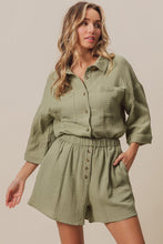 Load image into Gallery viewer, BiBi Crinkle Gauze Shirt And Short Set in Sage
