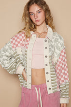 Load image into Gallery viewer, POL Vintage Washed Mixed Prints Jacket in Olive/Pink
