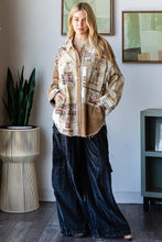 Load image into Gallery viewer, Oli &amp; Hali Mixed Aztec Print Shacket in Mocha
