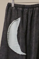 mello. Washed Sun Moon and Star Wide-Leg Pants in Black