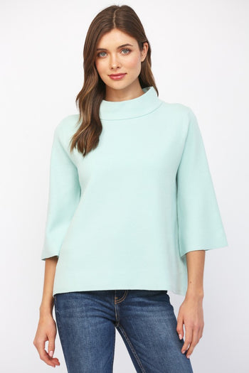 Fate Mock Neck Pull Over Top in Soft Mint