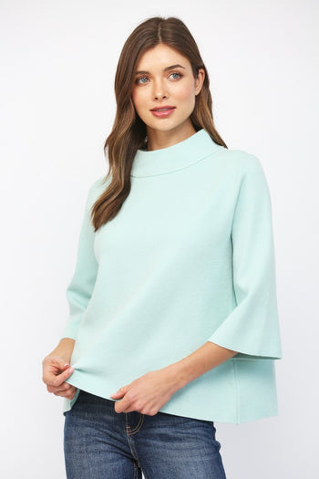 Fate Mock Neck Pull Over Top in Soft Mint