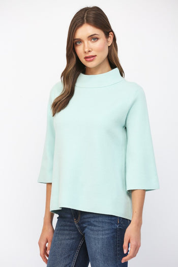 Fate Mock Neck Pull Over Top in Soft Mint