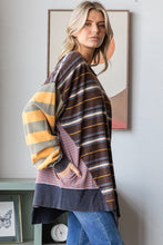 Load image into Gallery viewer, Oli &amp; Hali OVERSIZED Multi Colored Striped Top in Mocha
