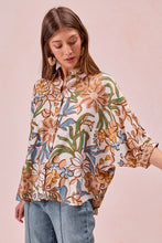 Load image into Gallery viewer, BiBi Bold Multi Color Floral Print Button Down Top in Latte Multi
