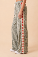Heimish Leopard Print Heart Stripe Wide-Leg Pants in Cream ON ORDER