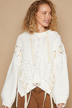 Load image into Gallery viewer, POL Solid Color Chenille Sweater with Weaved Fabric Detail in Cream ON ORDER
