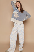 Load image into Gallery viewer, POL Solid Color Top French Terry Top with Star Patches in Blue Navy
