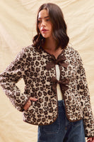 So Me Leopard Sherpa Fleece Jacket in Brown
