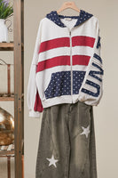 mello. United States Patch Work Oversized Zip Hoodie in Off White