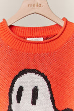Load image into Gallery viewer, mello. Halloween Spooky Face Ghost Knit in Orange
