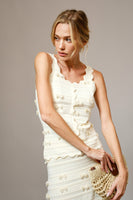 Blue B 3D Bow Embellished Textured Sweater Tank Top in Cream