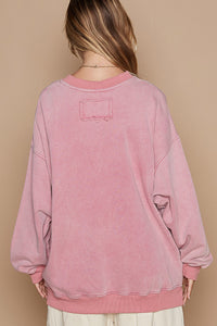 POL Vintage Washed Terry Knit top in Dusty Pink