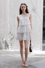 Load image into Gallery viewer, Storia Lace Tiered Mini Dress in Ivory
