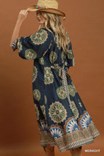 Load image into Gallery viewer, Umgee Abstract Print Belted Midi Dress in Midnight
