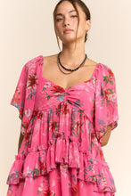 Load image into Gallery viewer, Davi &amp; Dani Floral Printed Ruffled Dress in Orchid Pink

