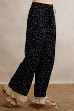 Load image into Gallery viewer, So Me Polka Dot Wide-Leg Pants With Lace Hem in Black
