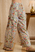 Load image into Gallery viewer, BiBi Floral Wide Leg Pull On Pants With Cargo Pockets in Floral Denim
