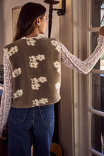 Load image into Gallery viewer, So Me Floral Sherpa Fur Vest in Taupe
