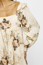 Load image into Gallery viewer, Storia Rose Print And Embossed Baby Doll Dress in Beige Floral
