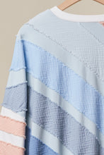 Load image into Gallery viewer, mello. Colorblock Textured Stripe Pullover Top in Off White
