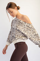 Rae Mode Animal Print French Terry Tops in Brown