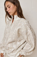 Papermoon Half Zip Neck Pullover Sweater in Camo (Top only)