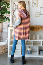 Load image into Gallery viewer, Oli &amp; Hali Mineral Washed Striped Tee with Hood in Dusty Peach Shirts &amp; Tops Oli &amp; Hali   
