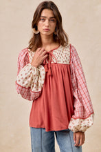 Load image into Gallery viewer, BiBi Mix N Match Peasant Top in Dark Coral
