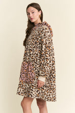 Load image into Gallery viewer, J.nna Color Block Hooded Loungewear Dress in Leopard
