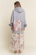 Load image into Gallery viewer, J.nna Multi Pattern Patched Hooded Jacket in Multi Grey
