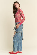 Load image into Gallery viewer, J.nna FITTED Mesh Heart Print Top in Red Hearts
