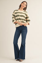 Load image into Gallery viewer, Jodifl V-Notched Bold Stripe Casual Top in Olive
