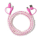 Erimish 6.6 Foot Beaded Phone Charger in Bubbles Pink