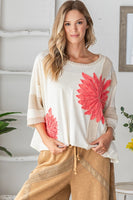 Oli & Hali 3D Flower Boxy Top in Cream