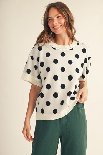 Jodifl Polka Dot Comfy Sweater Top In Cream