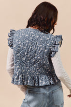 Load image into Gallery viewer, So Me Floral Print Quilted Vest in Blue
