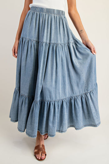 ee:some Snow Washed Maxi Skirt in Denim
