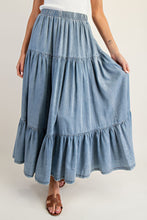 Load image into Gallery viewer, ee:some Snow Washed Maxi Skirt in Denim
