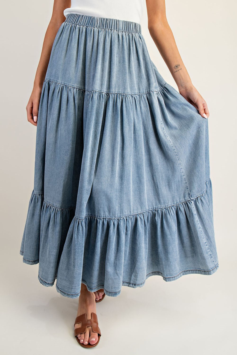 ee:some Snow Washed Maxi Skirt in Denim